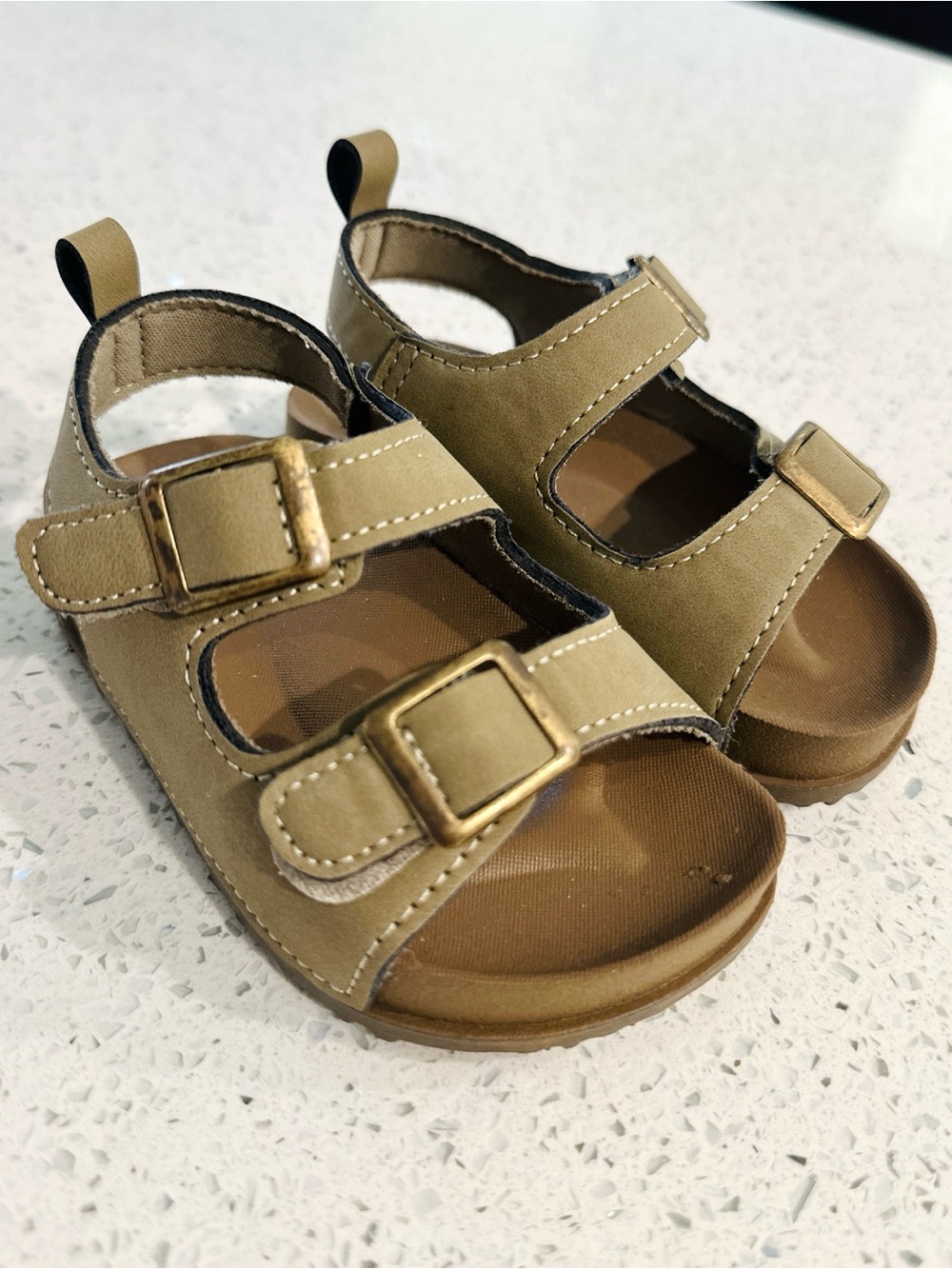 Kids Two-Buckle Casual Sandals in olive